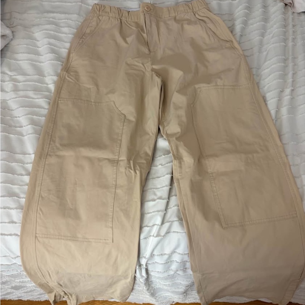 ALO Yoga Beige Wide-Leg Utility Trousers
